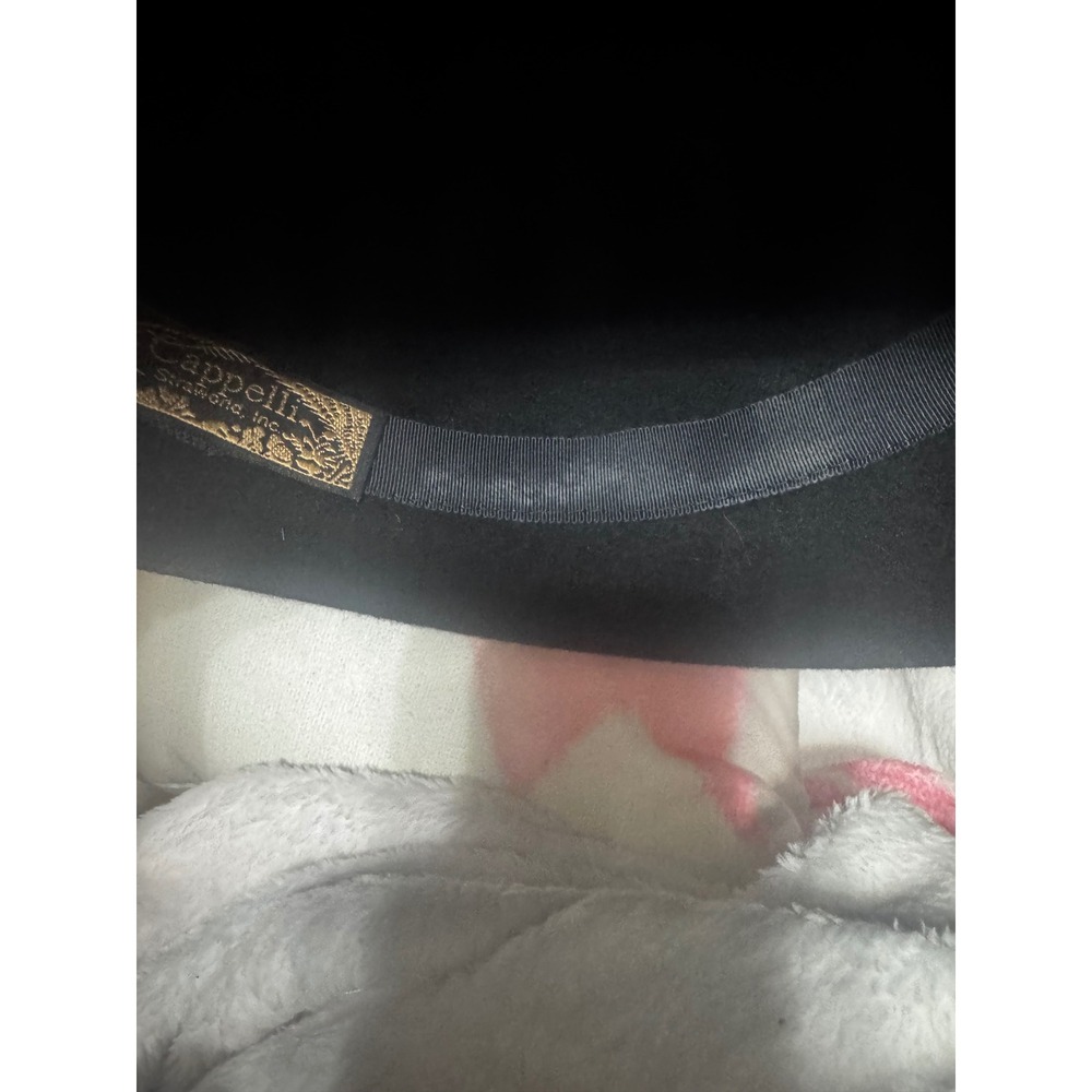 Cappelli Straworld Inc Black Wool Felt Feather Trim Dress Hat Womens Vintage - Picture 6 of 7